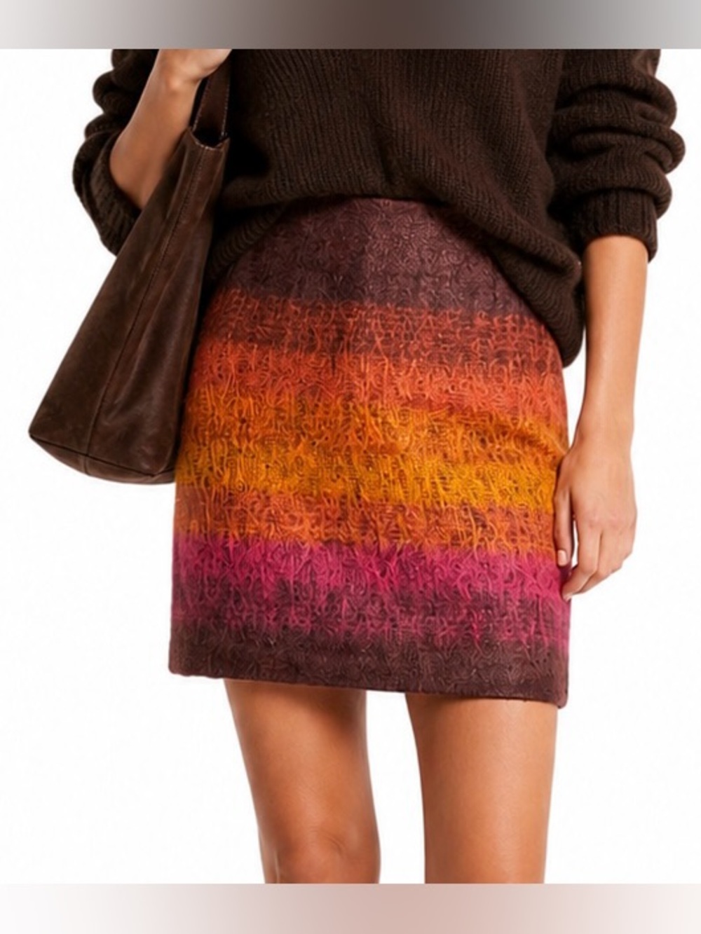 Anthropologie Multicolor Mohair Blend Ombre Mini Skirt Size 6